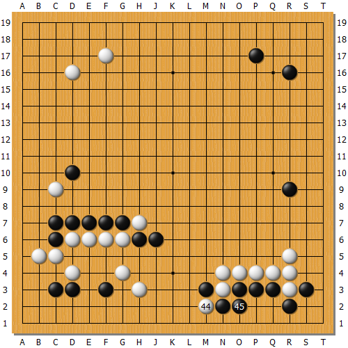 周睿羊白44断棋后,朴廷桓黑45选择的方向是问题手。