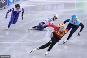 短道世界杯500米武大靖豪取三连冠 安贤洙犯规
