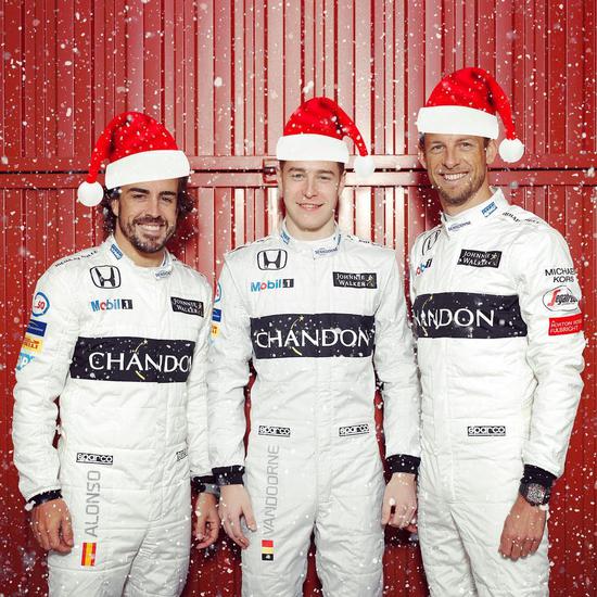 迈凯轮车队三位车手合影