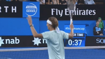 霍普曼杯费德勒搞怪不断 "费三岁"玩心尽显(gif)