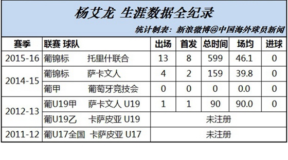 杨艾龙生涯数据全纪录