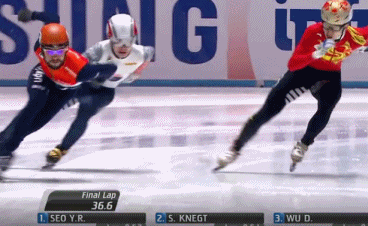 荷兰选手克奈格特,加拿大选手吉拉德,中国选手武大靖和韩国选手徐一拉