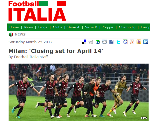 《意大利足球》：收购日期敲定