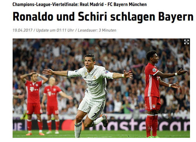 Sport1:C罗和裁判击败拜仁
