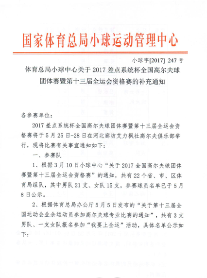 小球中心公示了业余球队的名单