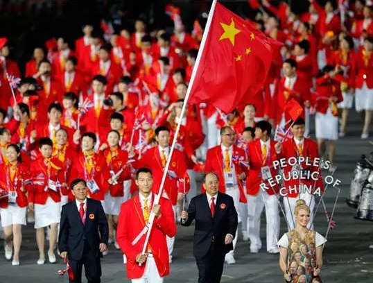 2012年伦敦奥运会开幕式的上中国体育代表团。