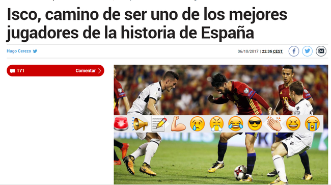 《马卡报》：伊斯科是西班牙史上最佳之一