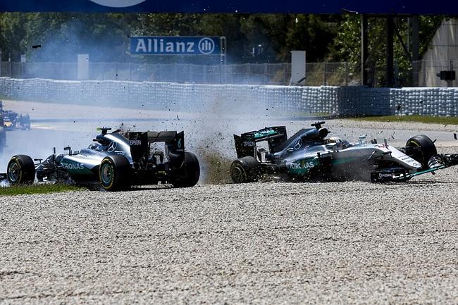 2016F1西班牙大奖赛,汉密尔顿和罗斯伯格之间的碰撞
