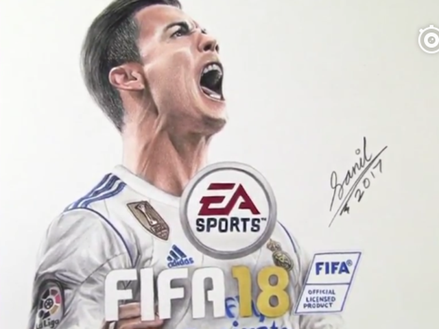 大神彩铅素描C罗FIFA18封面