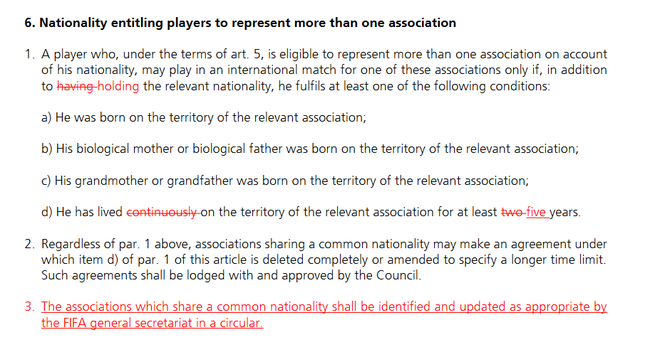 【博狗体育】FIFA或将修改归化球员条例 蒋光太特谢拉符合草案