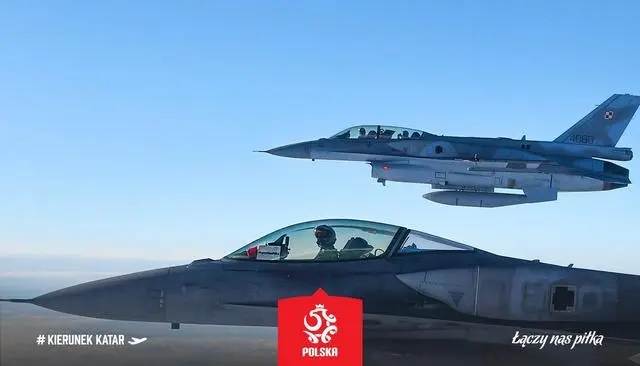安全第一！波蘭啟程飛往卡塔爾 兩架F16戰斗機護航