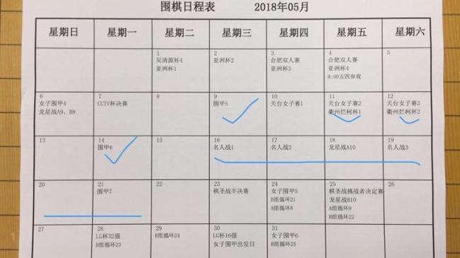 近期围棋总日程表