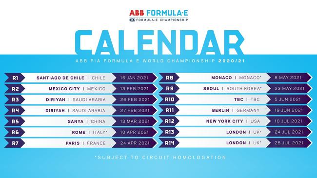 2020-21年FE电动方程式暂定赛历