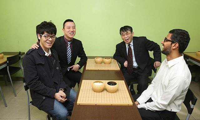 资料图:聂卫平古力柯洁在聂道会见谷歌CEO