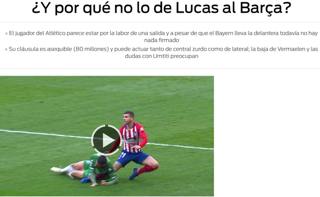 《每日体育报》：巴萨为什么不考虑一下卢卡斯-埃尔南德斯？