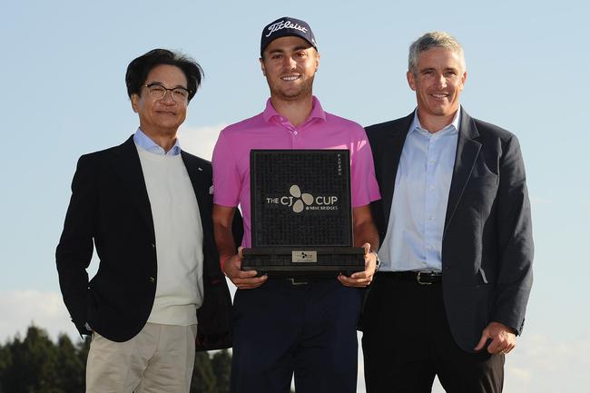 贾斯汀·托马斯在济州岛赢得首届CJ杯@九桥。图:Matt Roberts/Getty Images