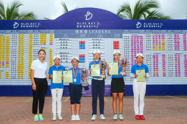 张隽源(右三)赢得2019年蓝湾青少年公开赛女子B组冠军