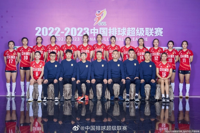 2022-2023赛季排超联赛江苏中天钢铁女排全家福