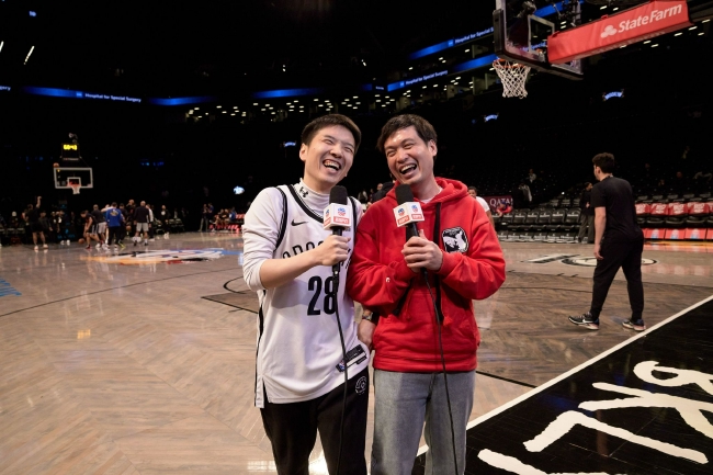 豆豆和梁海源接受ESPN采访