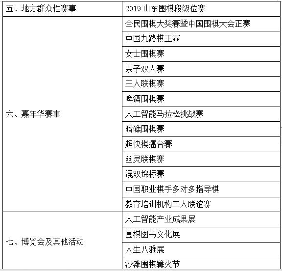 赛事安排