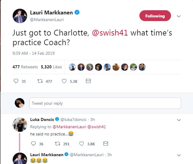 Markkanen:Nowitzki教練,我們什么時候訓練?東契奇:不練了!-黑特籃球-NBA新聞影音圖片分享社區