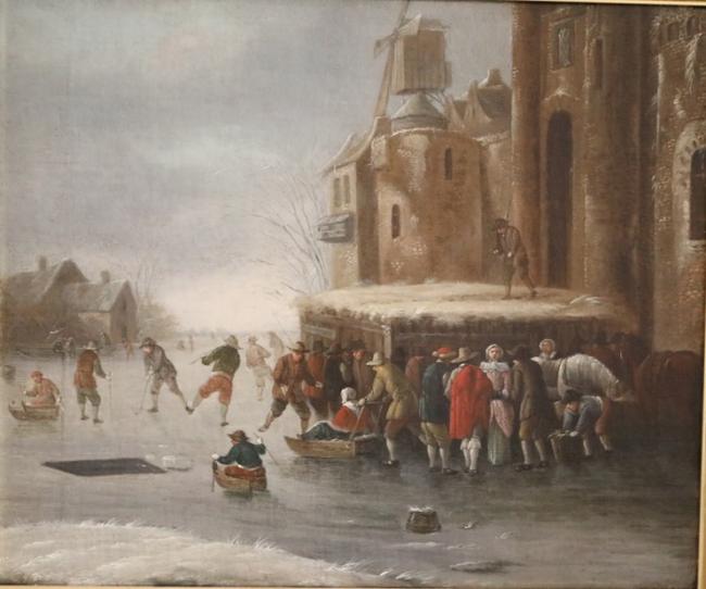 运河上的滑冰者,托马斯•希尔曼斯,c。 1670