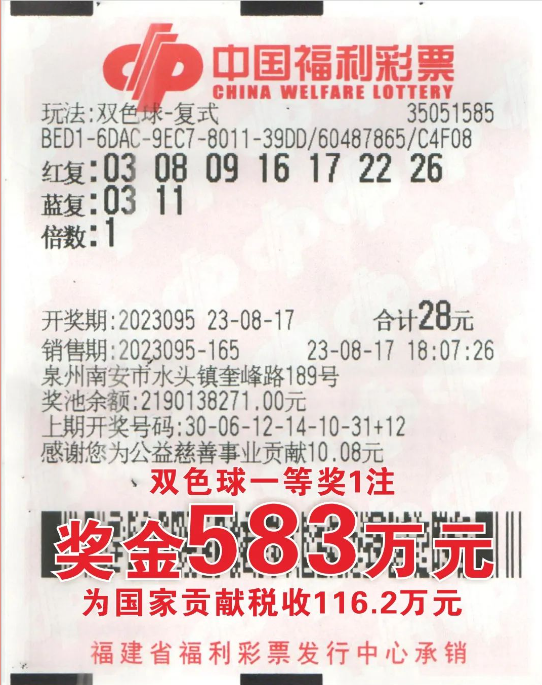 中奖彩票