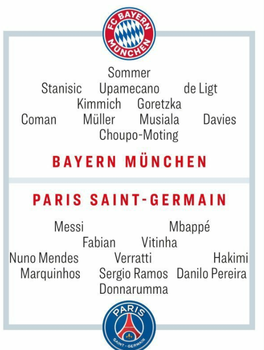 拜仁巴黎预测首发阵容：梅西·姆巴佩PK 穆勒·科曼