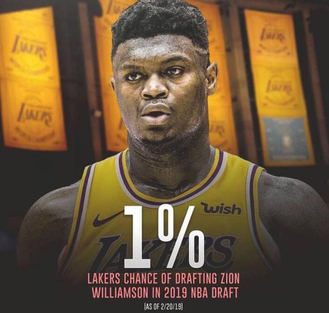 湖人現在擺爛還來得及?選中Zion Williamson的概率還剩1%-黑特籃球-NBA新聞影音圖片分享社區
