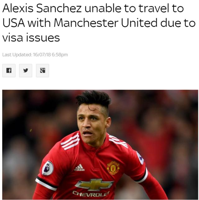 桑切斯没能拿到赴美签证