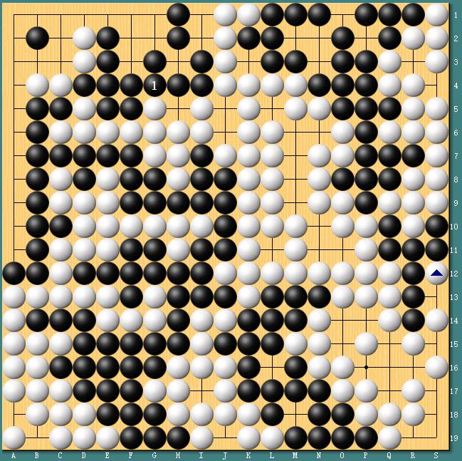 黑棋走完黑1一手后，时间用完