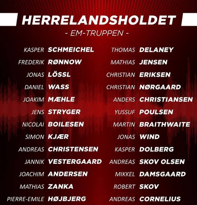 丹麦欧洲杯名单