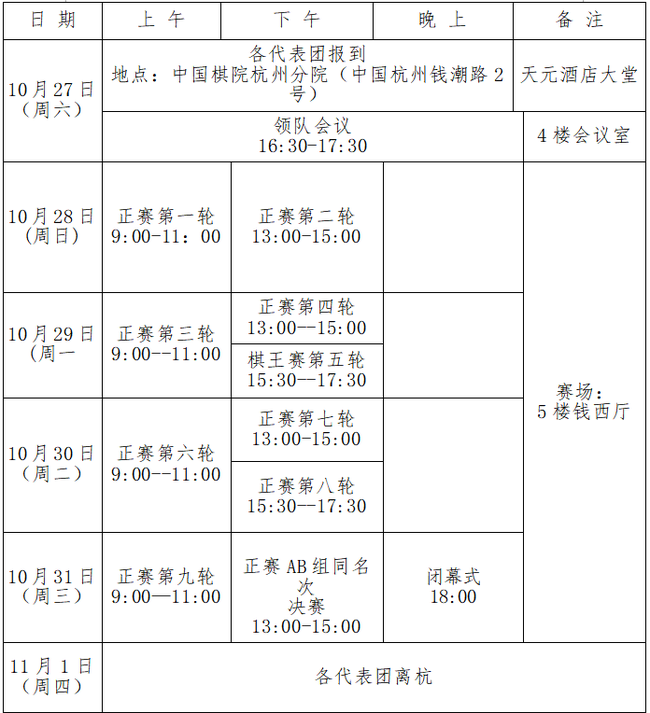 日程安排