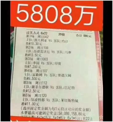 竞彩最高奖纪录被破！神人6场高