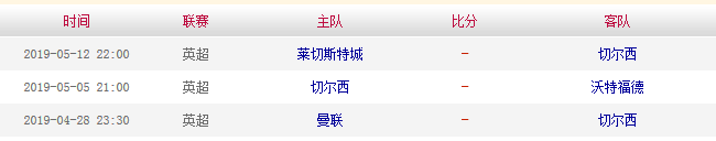 切尔西剩余联赛赛程