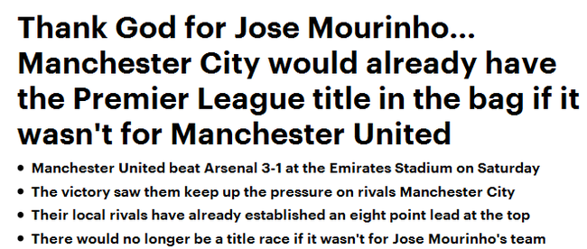 英媒:是穆帅保住了英超悬念