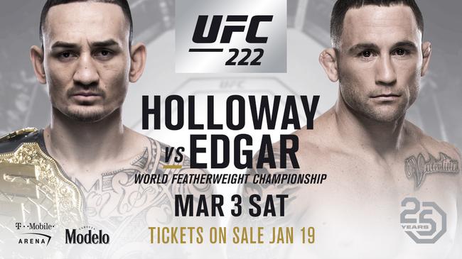 霍洛威VS埃德加羽量级冠军战敲定为UFC222的头条主赛