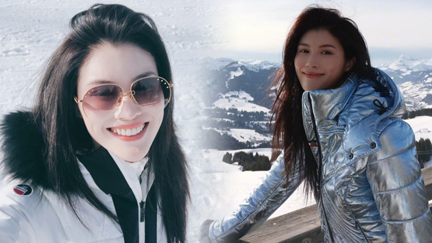 维密超模何穗滑雪美呆了