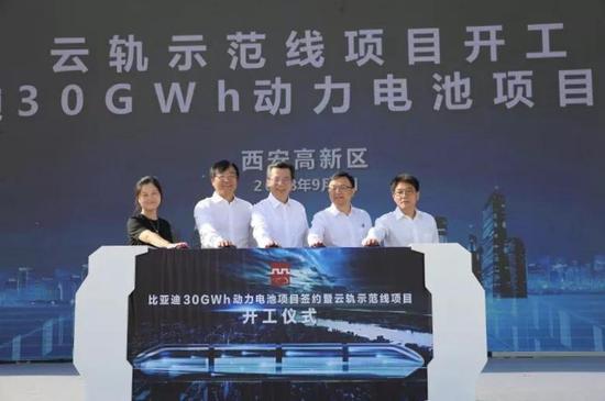 云轨示范线项目开工暨比亚迪30GWh动力电池项目