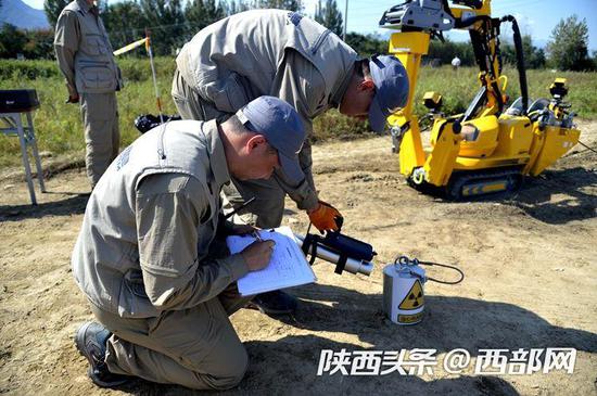 “安盾行动-2019”陕西省处置核与辐射恐怖事件应急演练现场。