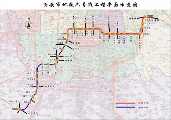 地铁6号线一期:一期工程全长20.13公里,15座车站