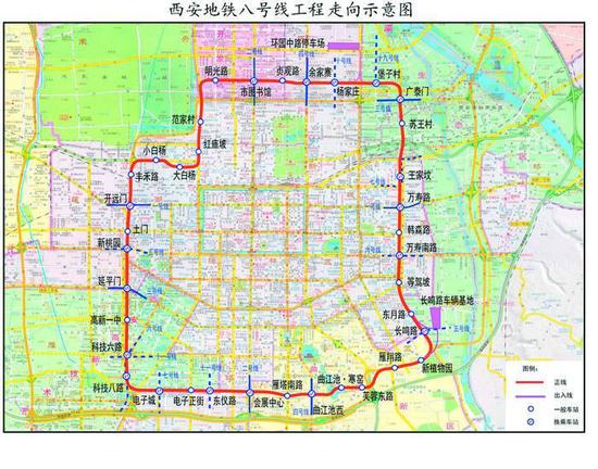 西安地铁8号线是线网中最重要的骨干线路,也是线网规划中的唯一一条