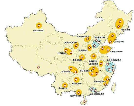 城市群空间分布示意图 央视网