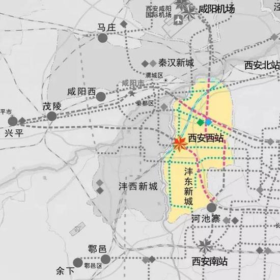 沣东极其周边轨交规划图