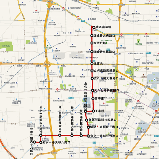 199路公交车运行线路。