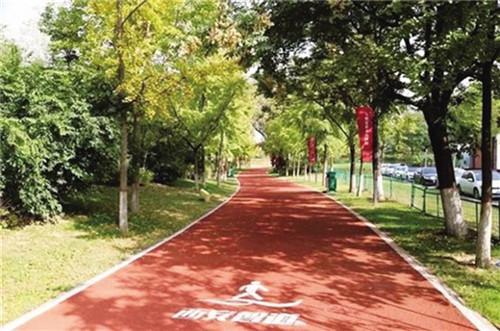 4月7日,西安城市运动公园的智能步道上洒满阳光。