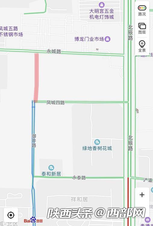 图中画红线部分为凤城四路至永城路围挡段。