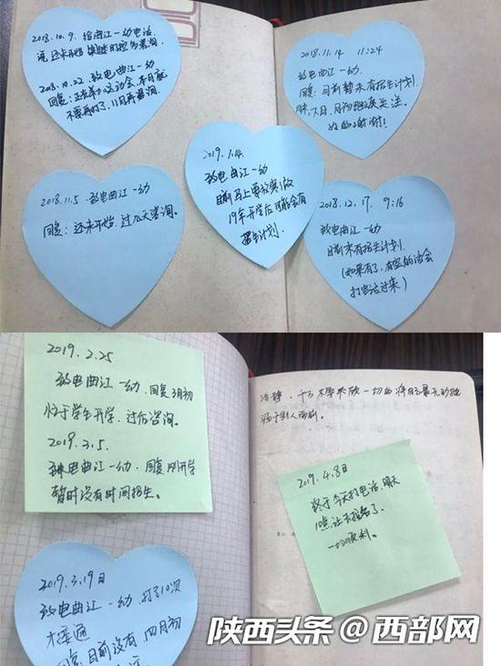 家长记录了给孩子报名幼儿园的咨询情况。