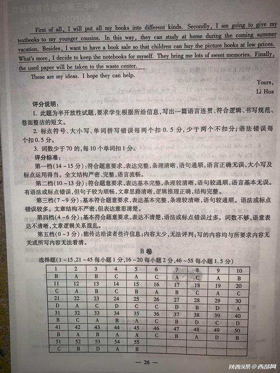 2019年陕西中考物理与化学试卷及参考答案