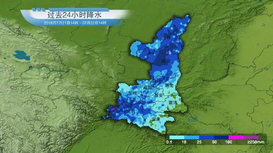 7月21日14点到7月22日14点全省降水